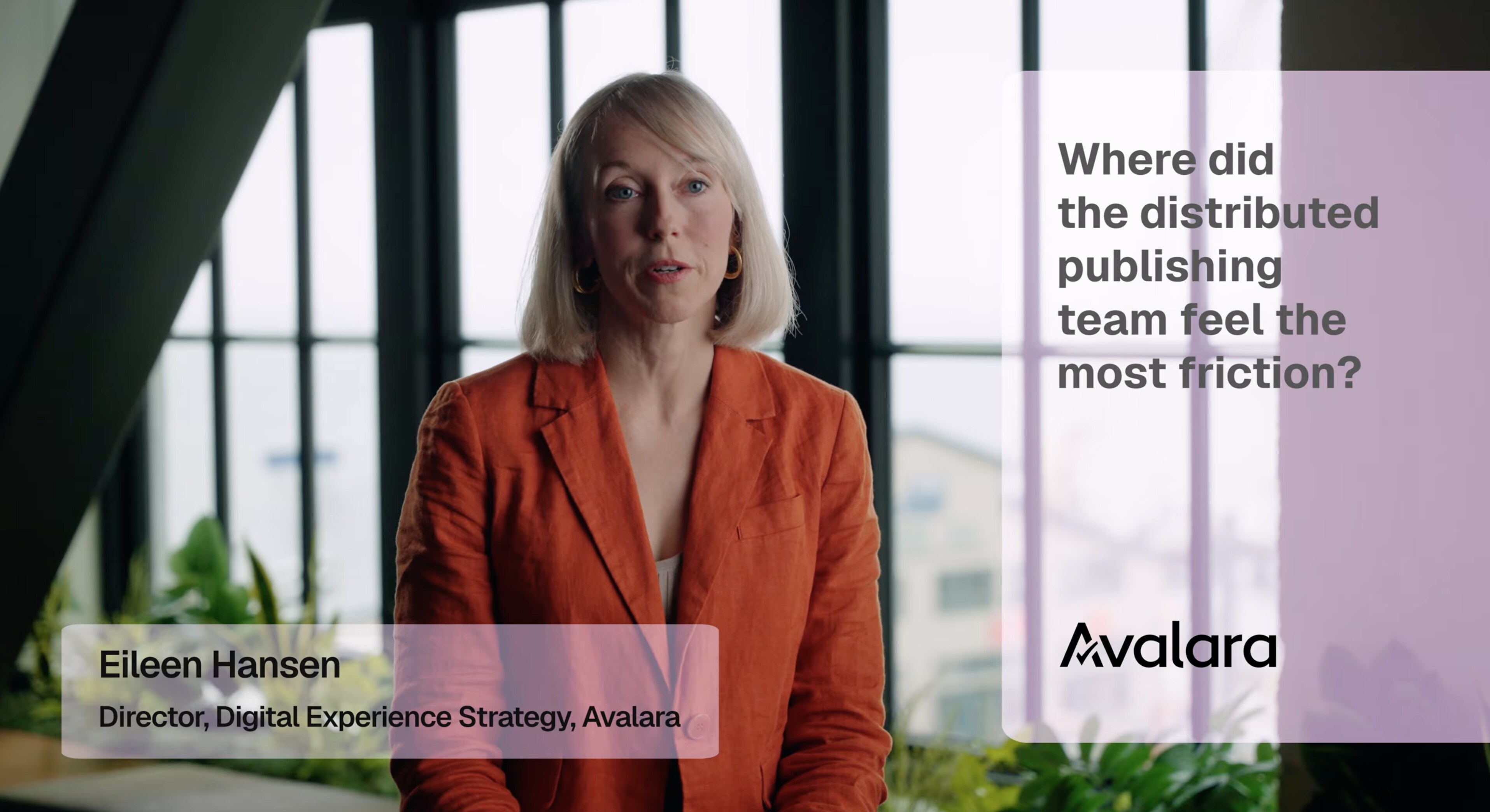 Eileen Hansen of Avalara discussing friction in distributed publishing