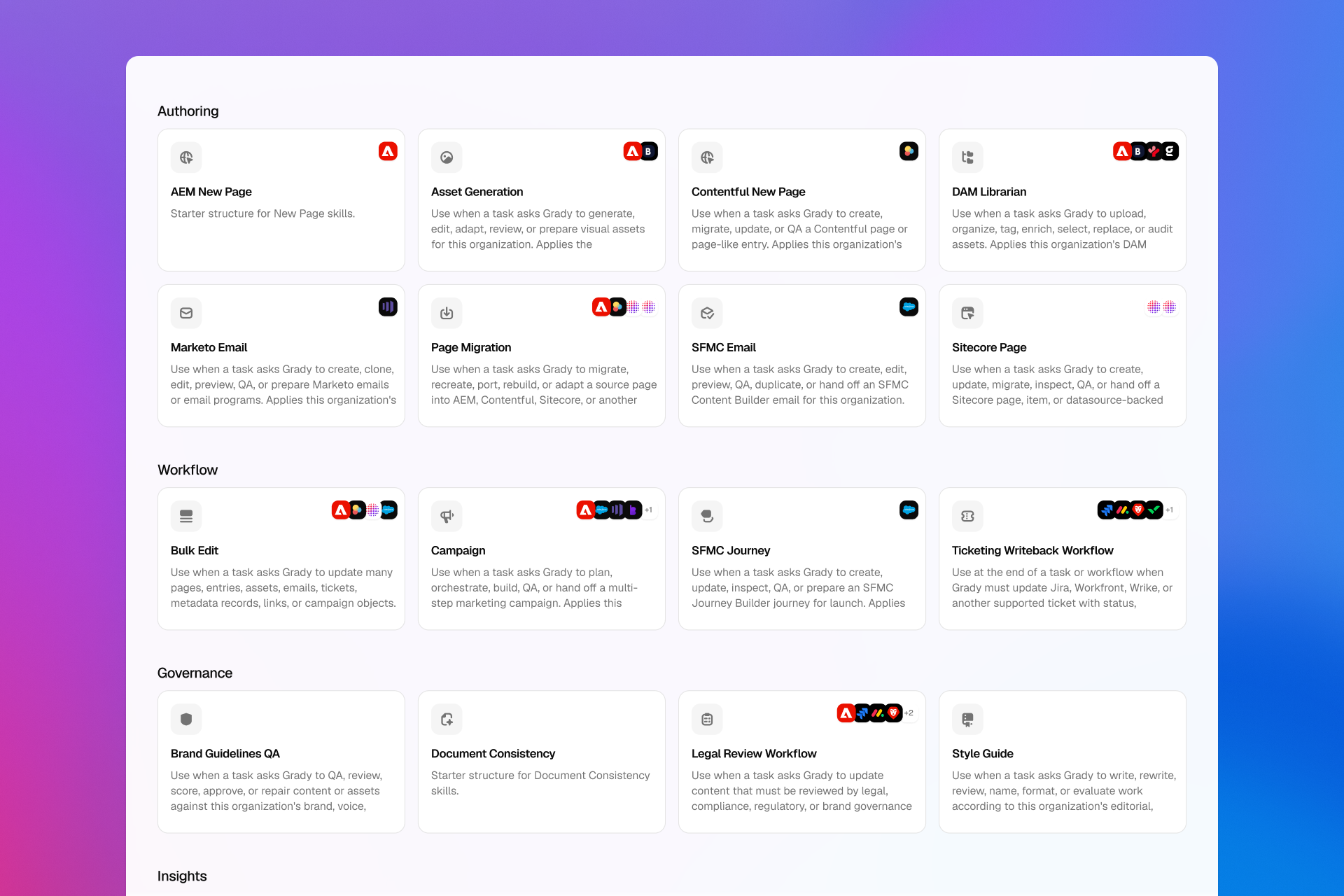 Gradial Skills library with reusable authoring, workflow, and governance capabilities