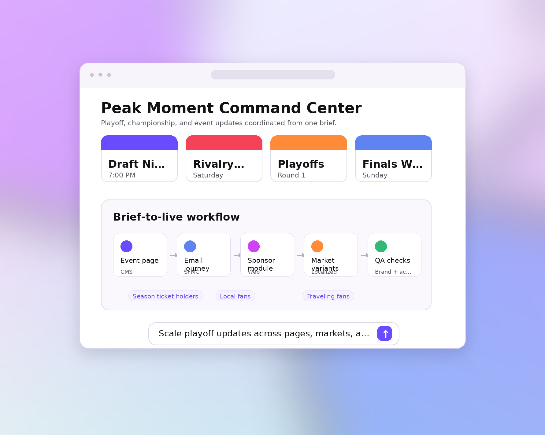 Peak-moment content workflow supporting global sports campaigns