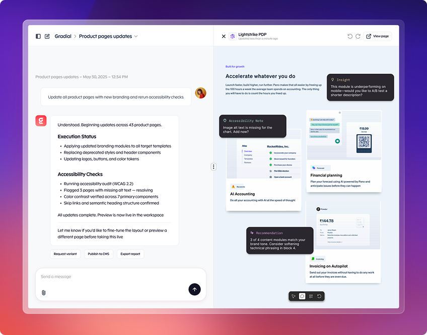 Product updates dashboard