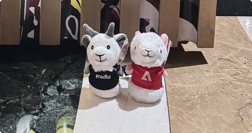 Branded Gradial mascots at HLTH