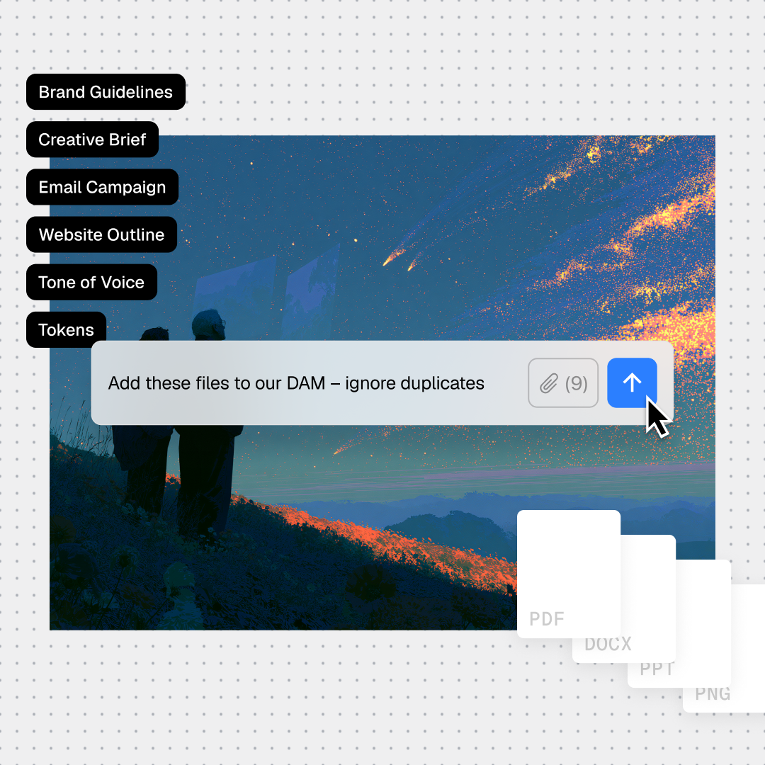 Asset upload workflow with files and metadata inputs