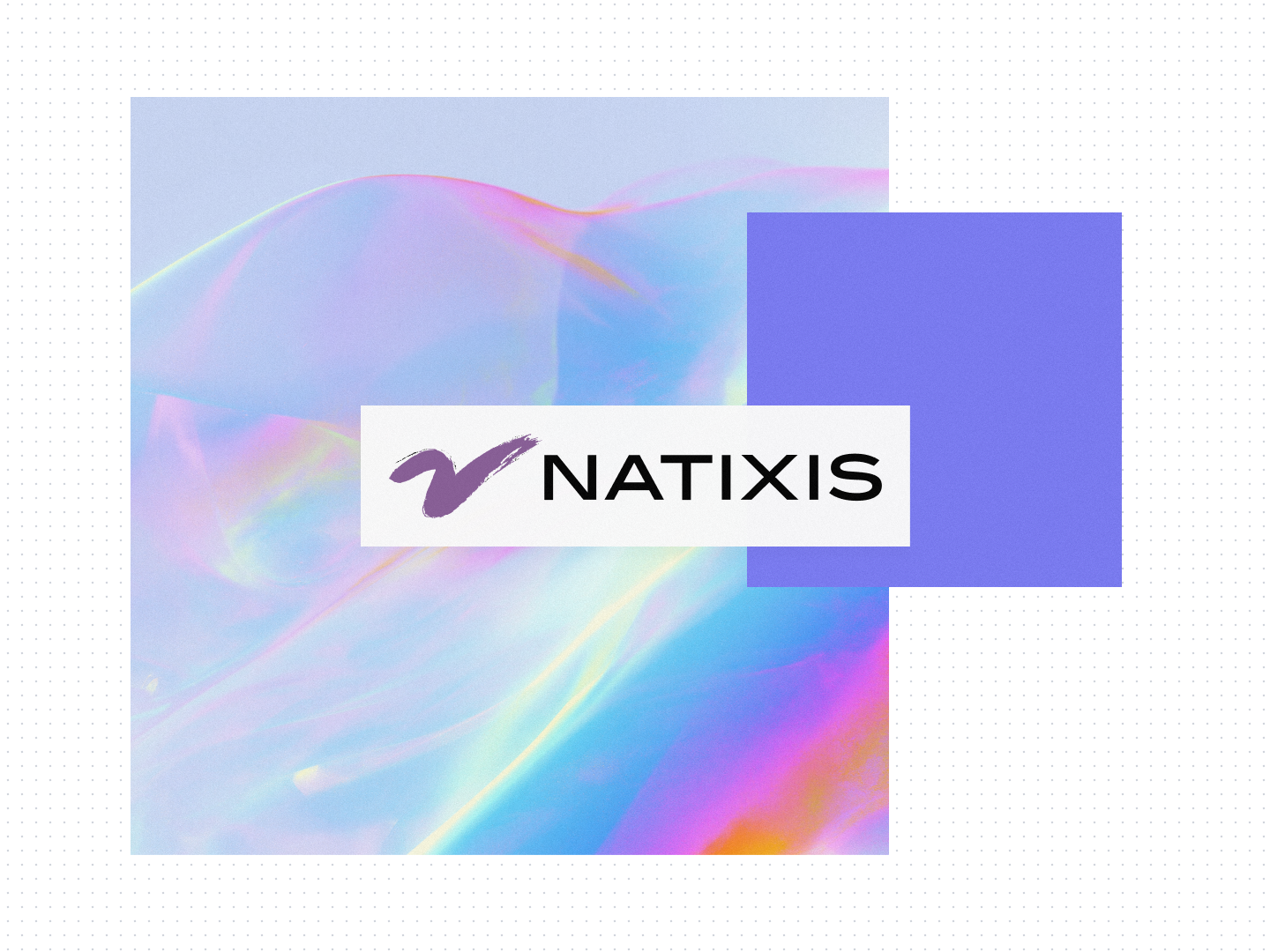 Natixis logo over a blue and purple abstract background