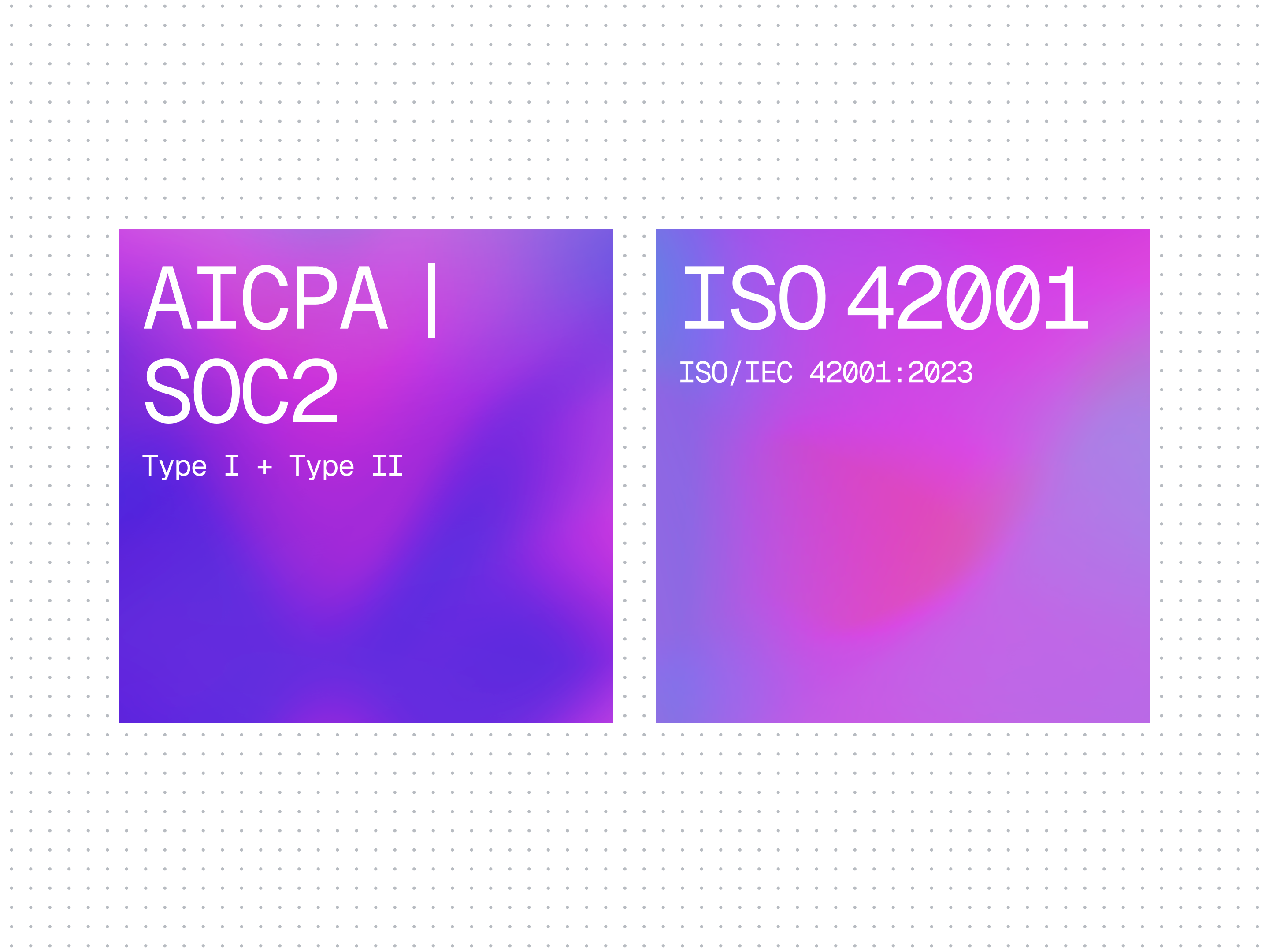 Gradial AICPA SOC 2 Type I and Type II and ISO 42001 certification graphics