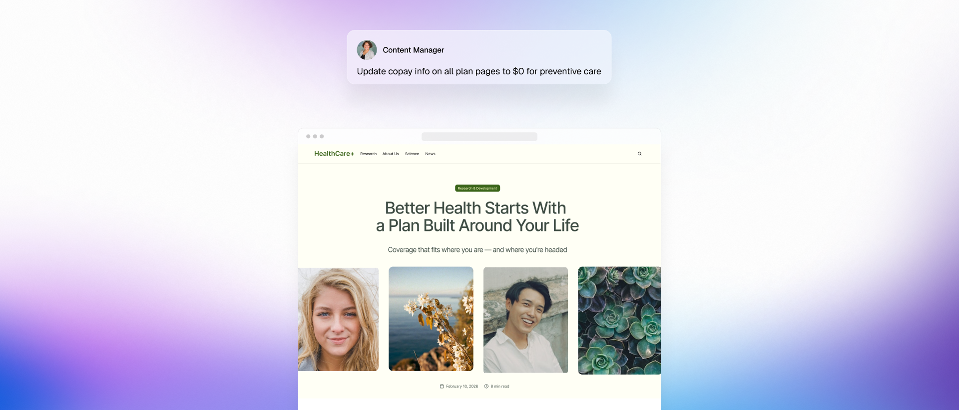 Healthcare website content update for preventive care