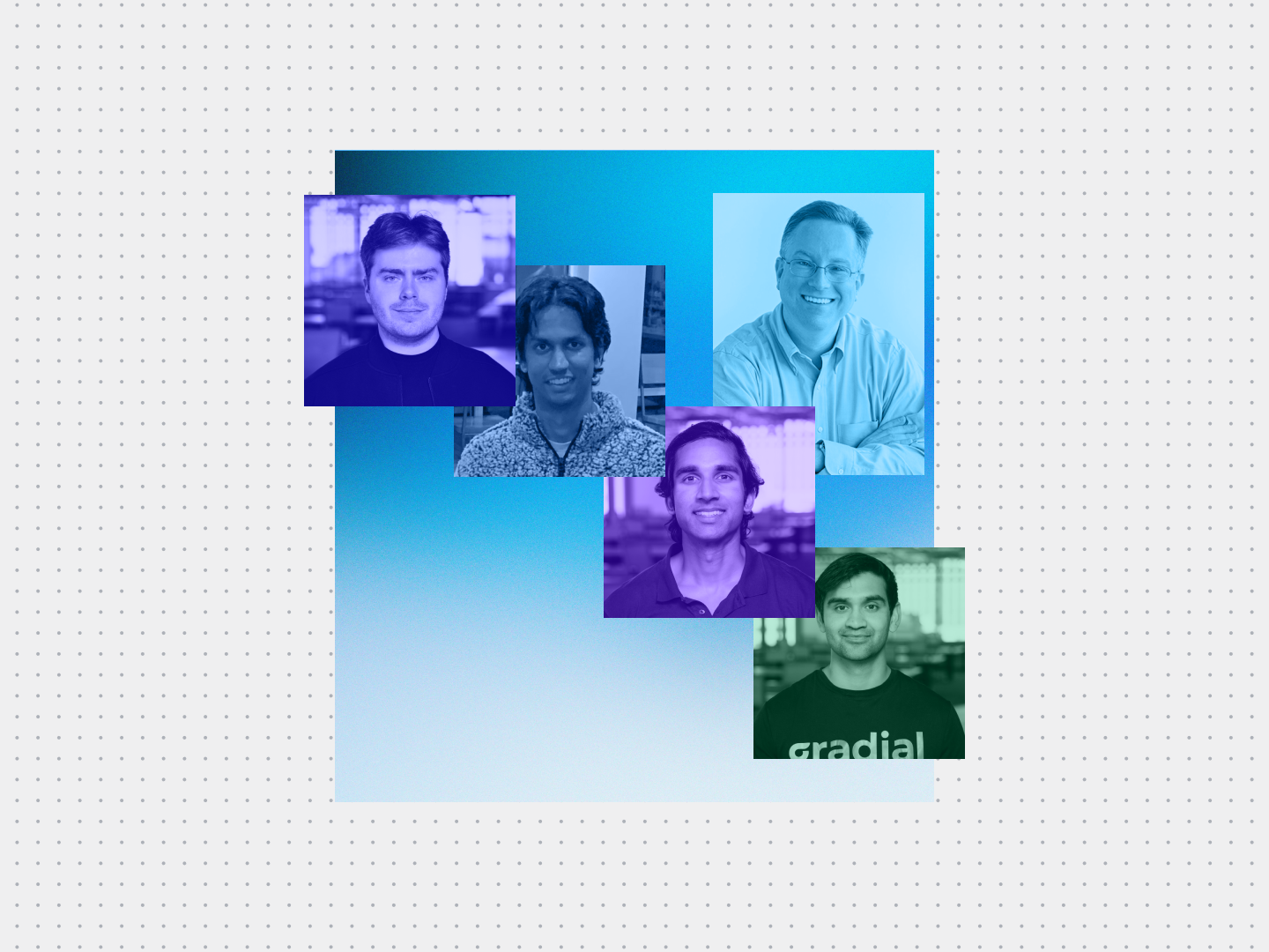 Portrait collage of Gradial founders and event speakers
