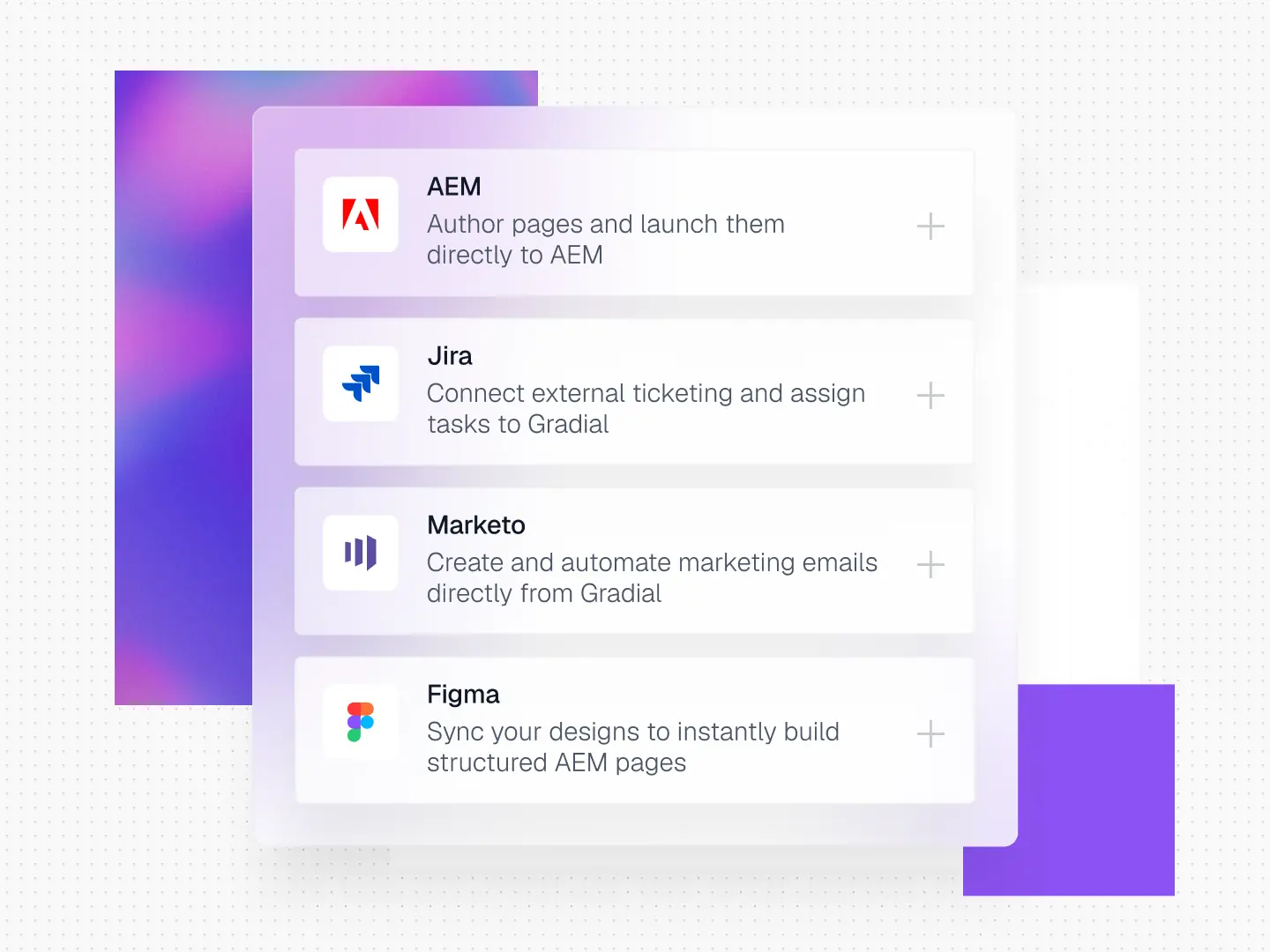 AEM, Jira, Marketo, and Figma integrations in Gradial