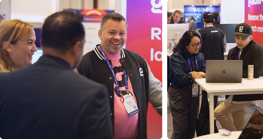 Live AI agent workflow demo at the booth